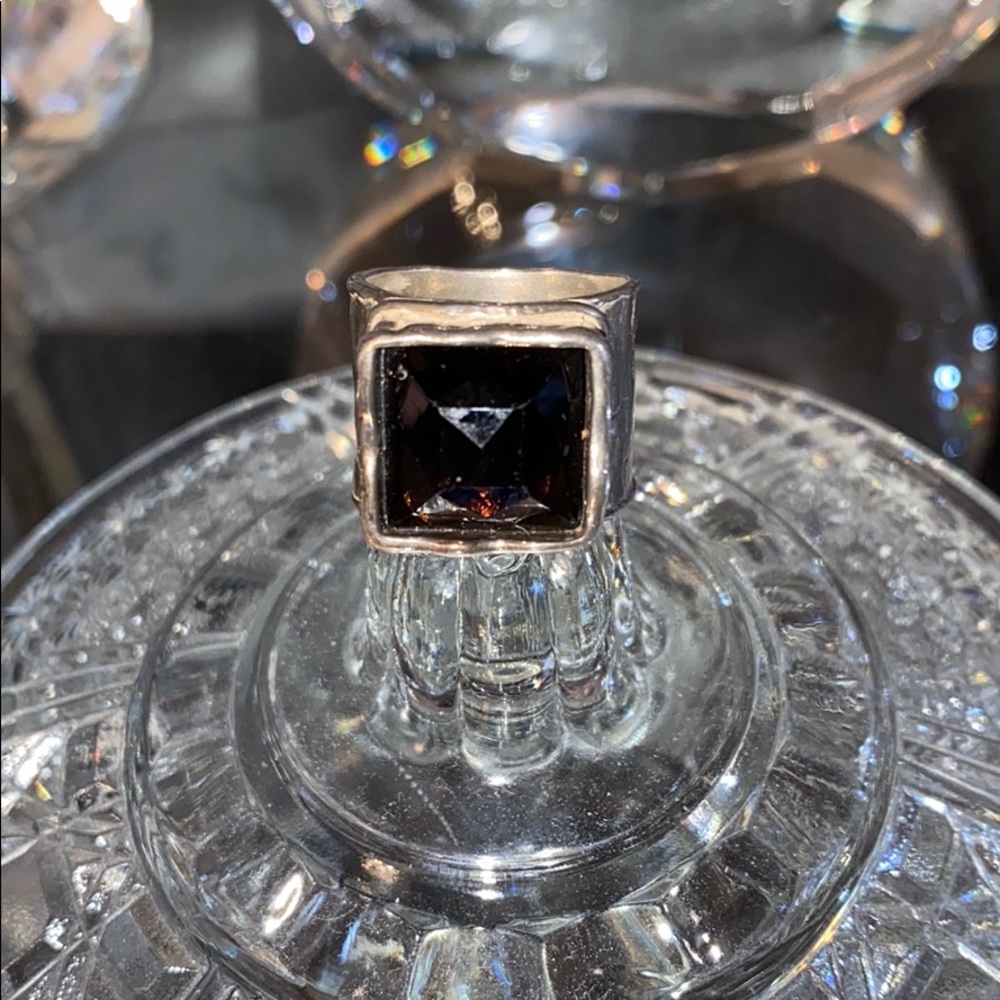 Smokey topaz silver ring size 6